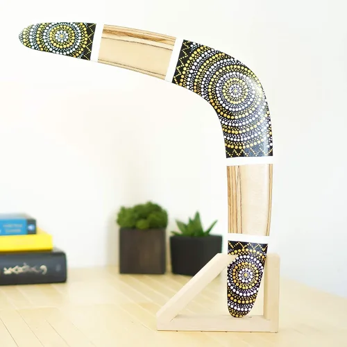 Vista 4 de Boomerang de madera hecho a mano "Silver Sun", boomerang personalizado, 100% devoluciones, boomerang real, regalo premium