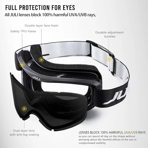 Vista 3 de Juli Gafas de esquí para niños, gafas de snowboard para niños y niñas, motos de nieve, esquí, patinaje, edad 3-8 4302