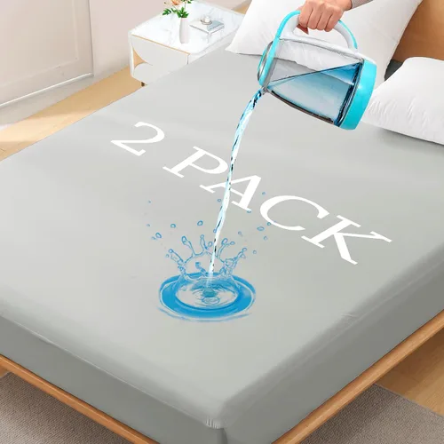Vista 8 de Protector de colchón impermeable de tamaño individual - Funda ajustada para colchón, silenciosa, transpirable y lavable a máquina con bolsillos