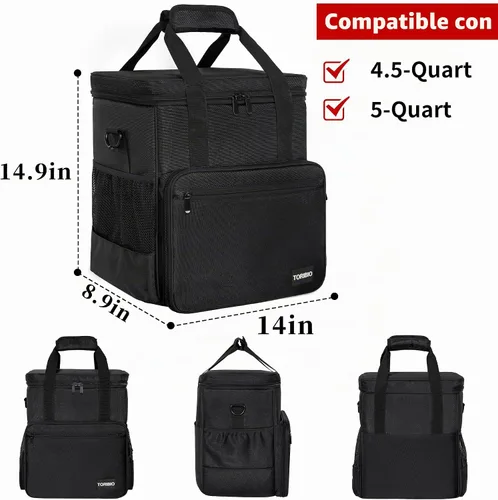 Vista 2 de TORIBIO Bolsa de almacenamiento para batidora de cocina compatible con KitchenAid y accesorios extra, bolsa/estuche portátil para batidora de 4.5