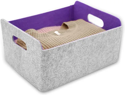 Vista 4 de Welaxy Cestas de almacenamiento plegables de fieltro, cubos de almacenamiento para estantes, caja de fieltro para niños, juguetes, revistas, libros