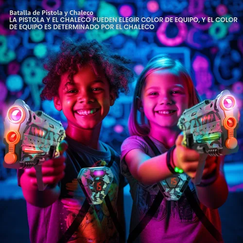 Vista 5 de Juego de Laser Tag de 2, Juego de Laser Tag para Niños Juego Interior y Exterior, Ideas de Regalo para Niños Adolescentes y Adultos, Juguetes