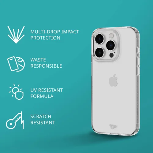 Vista 4 de Tech21 EvoLite - Funda para iPhone 15 Pro, funda de protección contra impactos, transparente