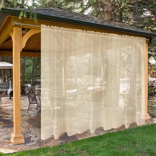 Vista 10 de SpaceDresser - Cortinas transparentes impermeables para exterior para patio - 2 paneles con bolsillo para barra, cortinas de gasa transparentes