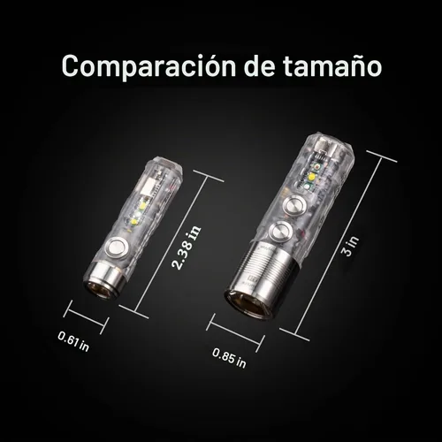 Vista 2 de RovyVon Aurora A28 2ª linterna EDC USB-C, 6500K blanco frío máximo 1000 lúmenes, linterna pequeña recargable de 850 mAh, con luces laterales