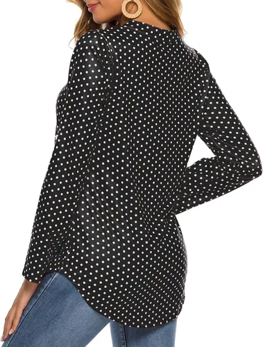 Vista 5 de Halife - Blusa para mujer, estilo túnica, manga 34 enrollable, cuello en V y estampado floral