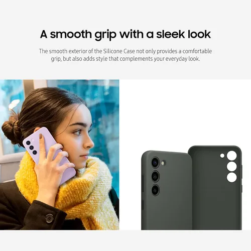 Vista 4 de Samsung Funda de silicona para Galaxy S23, funda protectora con variedad de colores, agarre suave, diseño suave y elegante, versión estadounidense