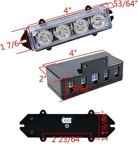 Vista 3 de CORP - Barra de luz estroboscópica de emergencia de 46 pulgadas con 108 LED y 4 luces estroboscópicas intermitentes de 4 LED, caja de control