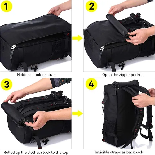 Vista 6 de Mochila de viaje para senderismo KAKA, para bolsa de dormir, exteriores, campamento y multipropósito N. 2020.
