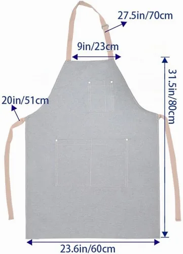Vista 6 de Delantal ajustable con babero con 2 bolsillos, delantales de chef para cocina, restaurante, para mujer An apron suitable for use in restaurants