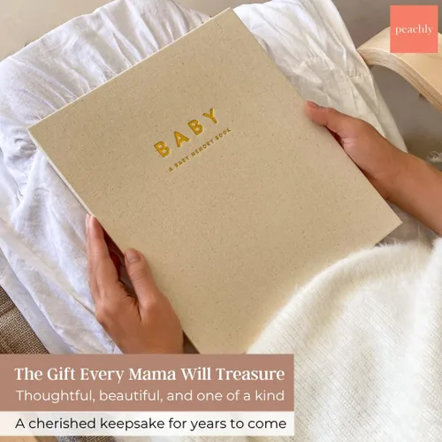 Vista 9 de Peachly Libro de recuerdos unisex para bebé, recuerdo minimalista para el primer año para los hitos, libro de bebé moderno y estético Scandi