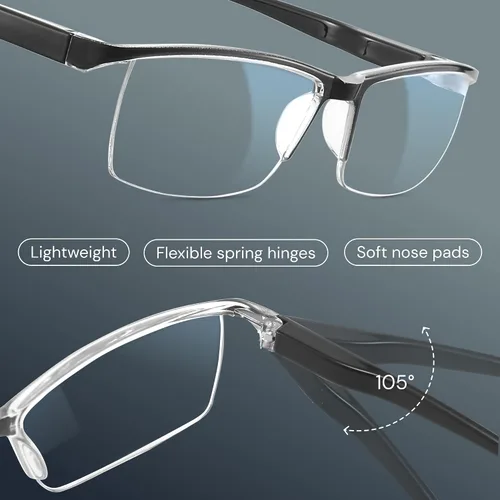 Vista 5 de Gaoye Executive Style Reading Glasses Men - Durable Readers with Blue Light Filtering- Comfortable Fit with TR90 Frames