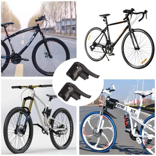 Vista 7 de Bomba de pista de bicicleta de doble cabezal - 2 piezas con conector de válvula de bicicleta y adaptador