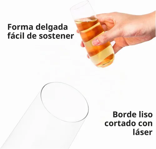 Vista 3 de FAWLES Juego de 12 copas de champán sin tallo, cristal de cristal, copas de champán de 8 onzas, juego de vasos Prosecco Mimosa