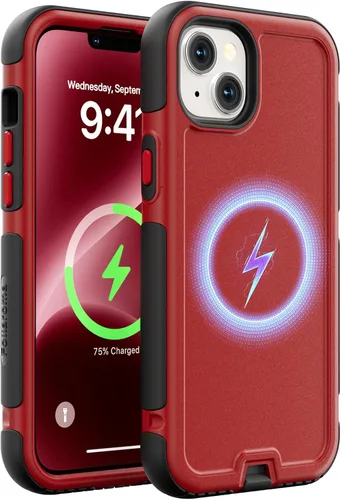 Vista 16 de Follaroma Funda para iPhone 14, compatible con MagSafe, resistente a prueba de golpes, protección anticaídas, cubierta magnética de doble capa