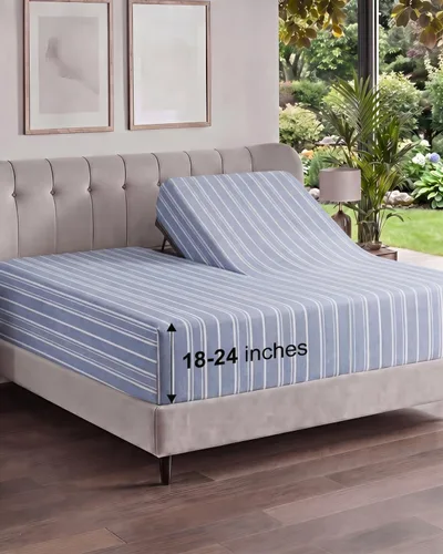 Vista 166 de Sábana bajera ajustable extra profunda Twin XL – Sábana bajera individual de lujo de hotel solamente – Se adapta fácilmente a colchones de 18 a 24