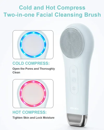 Vista 4 de EZBASICS Cepillo de limpieza facial facial impermeable para hombres y mujeres, cepillo facial recargable para facial eléctrico de silicona, cepillo
