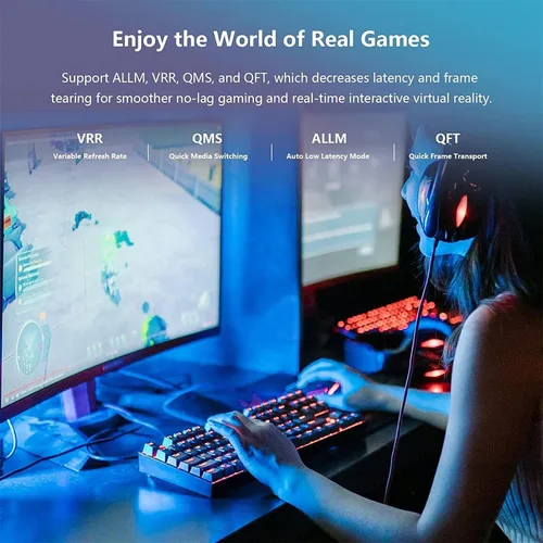 Vista 6 de dyplay Cable HDMI 8K 2.1 48Gbps 50 pies, cable HDMI de fibra óptica de ultra alta velocidad para HDR ARC y VRR y ALLM, QTF y QMS, 8K @120Hz/60Hz, 4K
