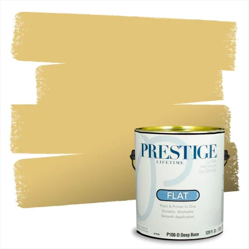 Vista 142 de PRESTIGE Pinturas de pintura exterior e imprimación en uno, 1 galón, plano, combinación comparable de Benjamin Moore* Manzanilla*
