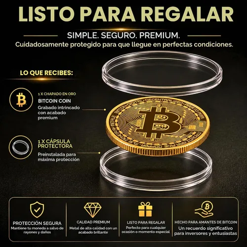 Vista 6 de Moneda de Bitcoin de coleccionista, token criptográfico conmemorativo, estuche acrílico Bitcoin - Paquete de 10