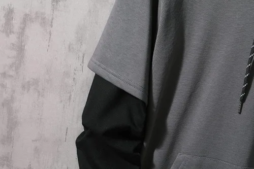 Vista 5 de GURUNVANI Sudadera con capucha de color de contraste para hombre Sudaderas con capucha de patchwork