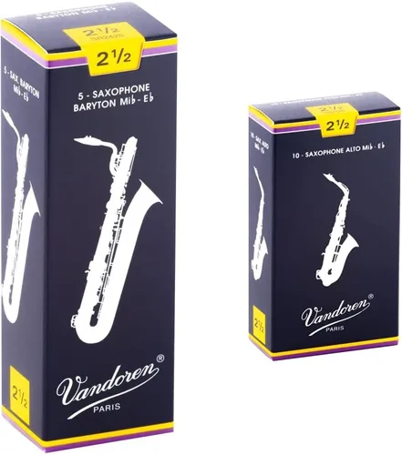 Vista 10 de Vandoren SR242 para saxofón barítono y SR222 para saxofón tenor, cañas tradicionales, fuerza 2; caja de 5