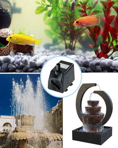 Vista 6 de alizzy Bomba de agua sumergible pequeña de 210 GPH (800 L/H, 16 W), bomba de fuente de agua ultra silenciosa con tubo para fuente, acuario, pecera