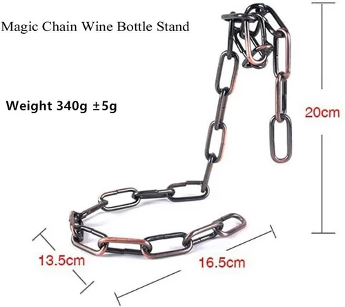 Vista 2 de Fantasee Soporte de vino con cadena colgante, soporte mágico de acero inoxidable, soporte para botellas de vino, regalo novedoso para decoración