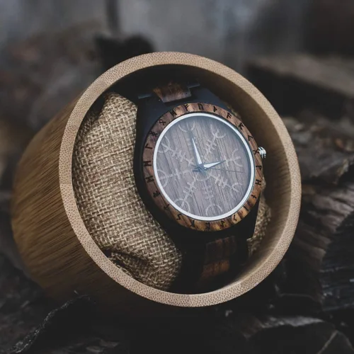 Vista 8 de Viking Gifts for Men Exquisite Norse Watch in Custom Wooden Box - Timeless Elegance
