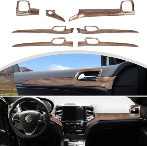 Vista 10 de CheroCar para Jeep Grand Cherokee, juegos de cubiertas de panel de salpicadero y manija de puerta, accesorios interiores para Jeep Grand Cherokee