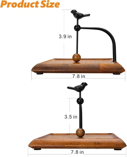 Vista 4 de Servilletero de madera para mesa, servilleteros para servilletas de papel, servilletero plano de madera con mango en forma de pájaro, decoración