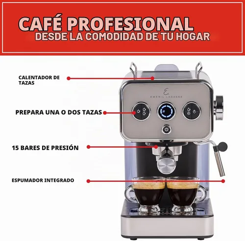 Vista 9 de Emeril Lagasse Pro Espresso Machine, bomba de presión de 15 bar