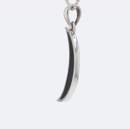 Vista 4 de Collar con colgante de luna creciente oscura de plata de ley de 18 pulgadas de ónix negro creado, Plata esterlina, ónix sintético