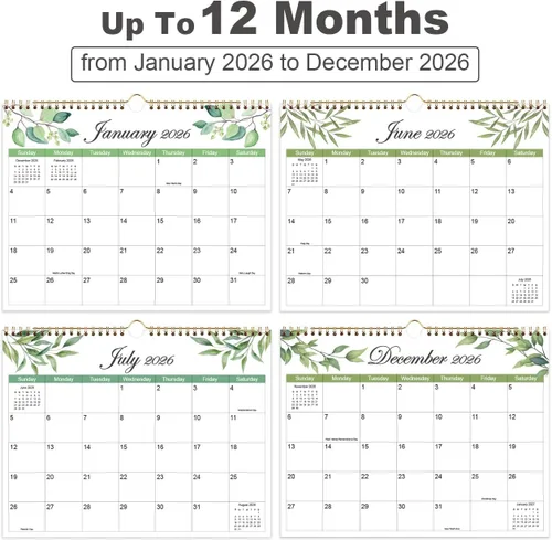 Vista 3 de Calendario 2026 - Calendario de pared de 12 meses 2026 de enero de 2026 a diciembre de 2026, 8.5'' x 11'' Calendario de Pared 2026 con días festivos
