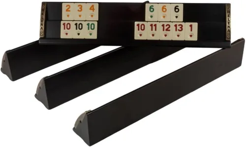 Vista 2 de Helena Wood Art Sistema de madera del juego de Rummy del VIP de la edición negra, juego de mesa clásico hecho a mano