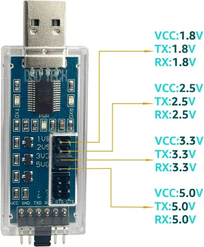 Vista 2 de DSD TECH SH-U09C5 USB a TTL UART Cable convertidor con soporte de chip FTDI 5V 3.3V 2.5V 1.8V TTL
