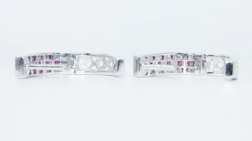 Vista 6 de Pendientes de plata de ley con diamantes y piedras preciosas para mujer Plata de ley Gema rubí diamante