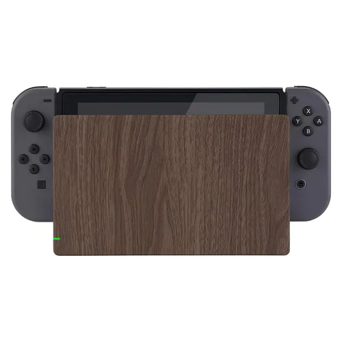 Vista 3 de eXtremeRate Custom Soft Touch Grip Faceplate for Nintendo Switch Dock, Wood Grain Patterned DIY Replacement Housing Shell for Nintendo Switch Dock