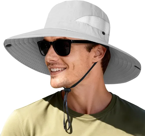 Vista 8 de NPJY Sun Bucket Hats Wide Brim Fishing Hat UPF 50+ Beige