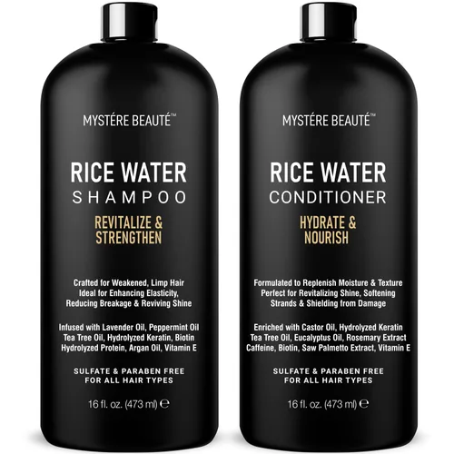 Vista 10 de Champú y acondicionador de aceite de ricino, sin sulfatos con aceite de menta, lavanda y romero, champú de aceite de ricino para el crecimiento