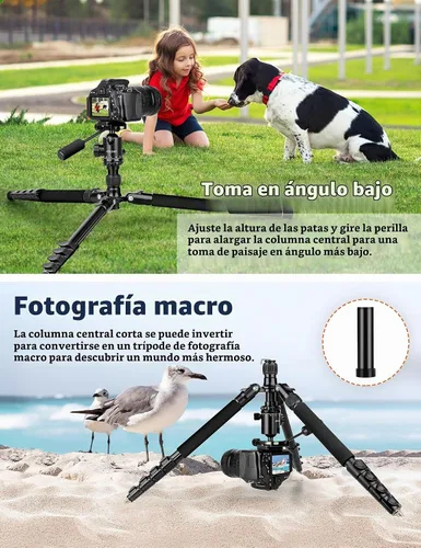 Vista 6 de Trípode de cámara JOILCAN, Trípodes y monópodos de aluminio de 83" con asa de metal, Trípode resistente para cámara DSLR, láseres, binoculares