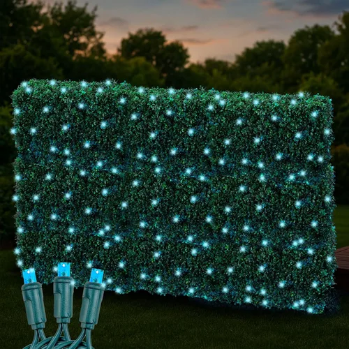 Vista 26 de Novelty Lights Luces de red de 2 x 10, 100 LED de color blanco cálido con espacio de 4 pulgadas, bombillas de gran angular de 0.197 in en cable