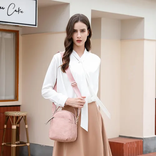 Vista 6 de E Bolso cruzado casual con múltiples bolsillos para mujer, ligero, mediano, con correa ajustable