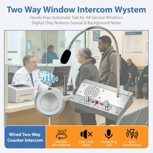 Vista 2 de Intercomunicador de ventana de dos vías de conversación a través de ventana Sistema de altavoz de intercomunicación con función de silencio