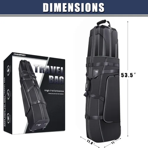 Vista 7 de CHAMPKEY Premium Soft-Padded Golf Travel Bags for Airlines - Travel Golf Gags for Airlines with Premium Oxford Fabric and Oversized Wheels