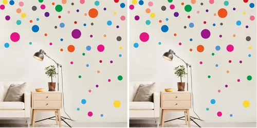 Vista 8 de PARLAIM Calcomanías de pared para dormitorio, sala de estar, calcomanías de pared de lunares para niños y niñas (130 círculos)
