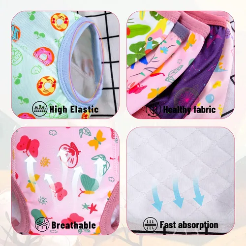 Vista 5 de Max Shape 6 paquetes de ropa interior de entrenamiento para niñas con capa absorbente de cena, pantalones reutilizables de entrenamiento