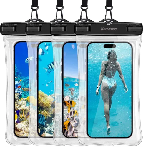 Vista 7 de Funda impermeable flotante para teléfono, bolsa impermeable con cordón para teléfono celular para iPhone, Samsung Galaxy, Pixel, bolsa seca