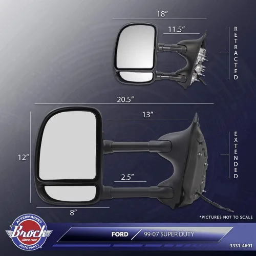 Vista 2 de Espejo retrovisor lateral, del lado del acompañante, telescópico, eléctrico, con brazos duales, repuesto para Ford SUV Pickup camión 3C3Z 17682 DAA