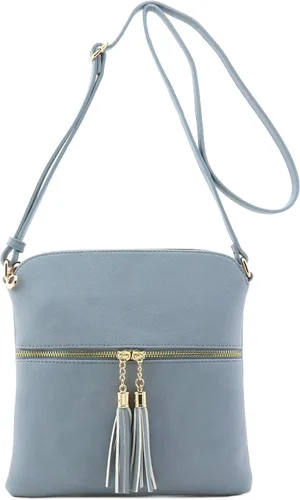 Vista 2 de Bolso FashionPuzzle cruzado con bolsillo de cremallera y flecos